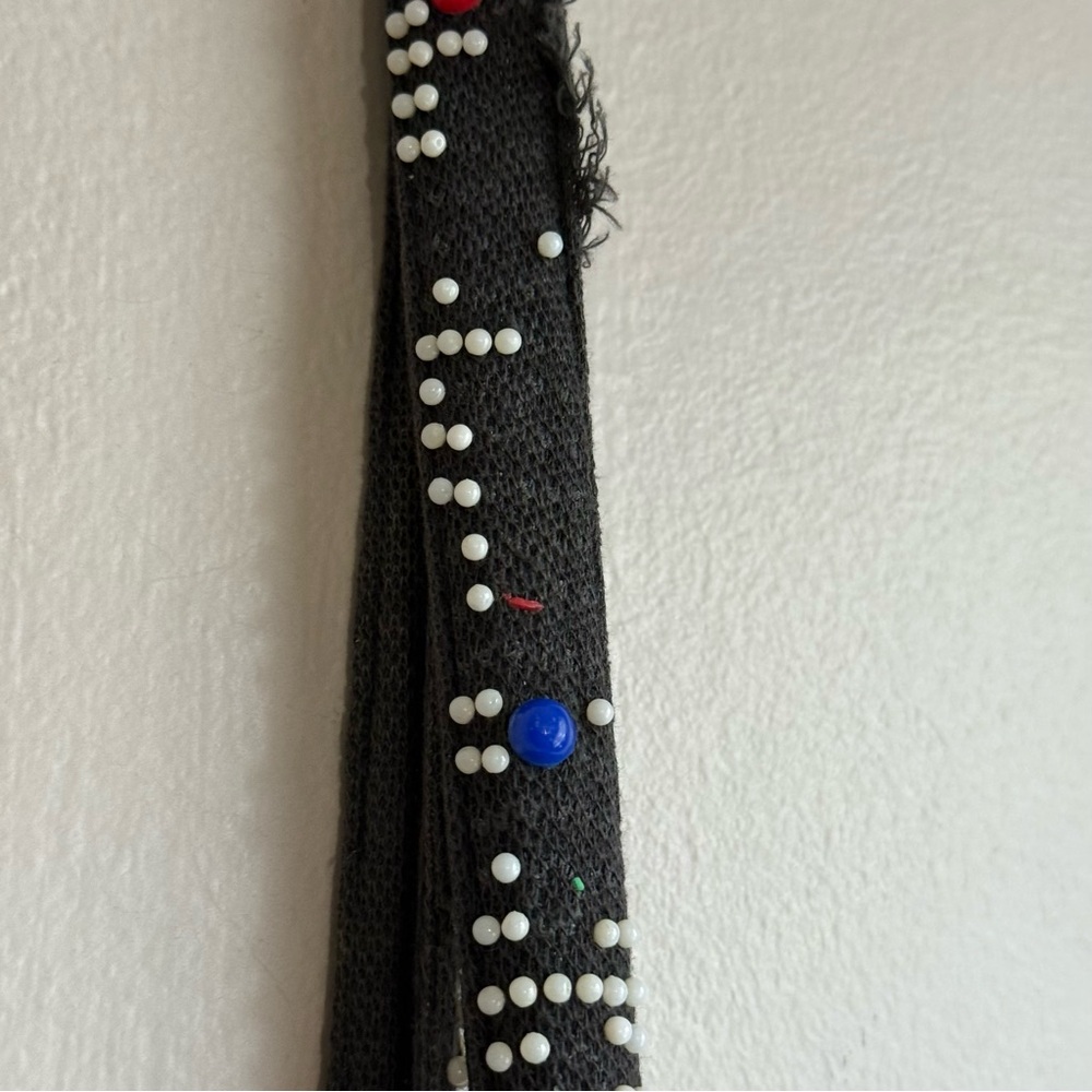 Beaded Fringe Bag Black Colorful Beads Vintage Vibes 60s 70s Boho-Inspired - Picture 6 of 9